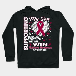 Supporting My Son - Multiple Myeloma Awareness, Burgundy Ribbon Hoodie